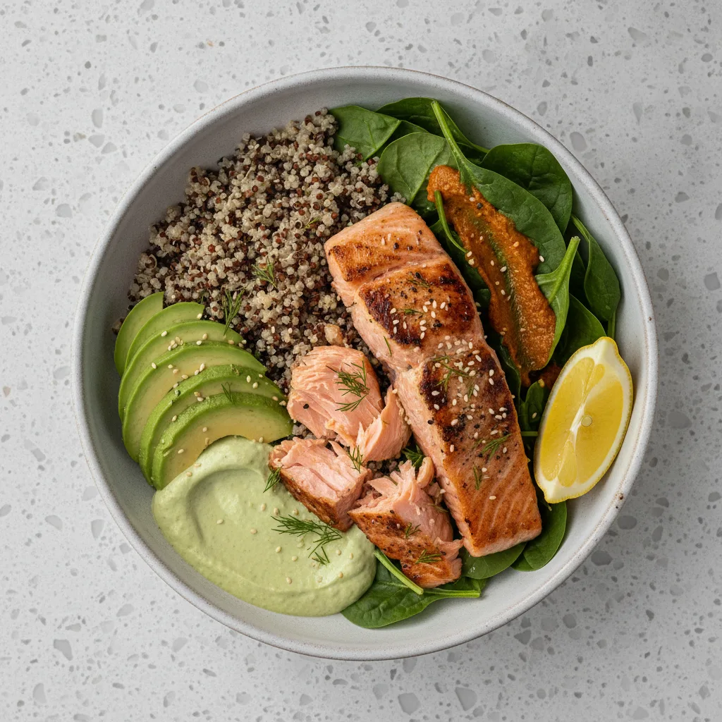 Salmon quinoa bowl